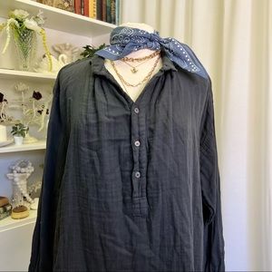 CP Shades Grey 100% Cotton Gauze Oversized Shirt Mini Dress Tunic